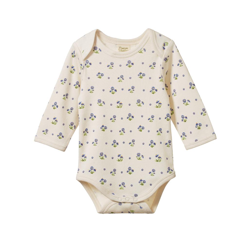 Nature Baby Organic Cotton L/S Bodysuit (Daisy Daze Print)