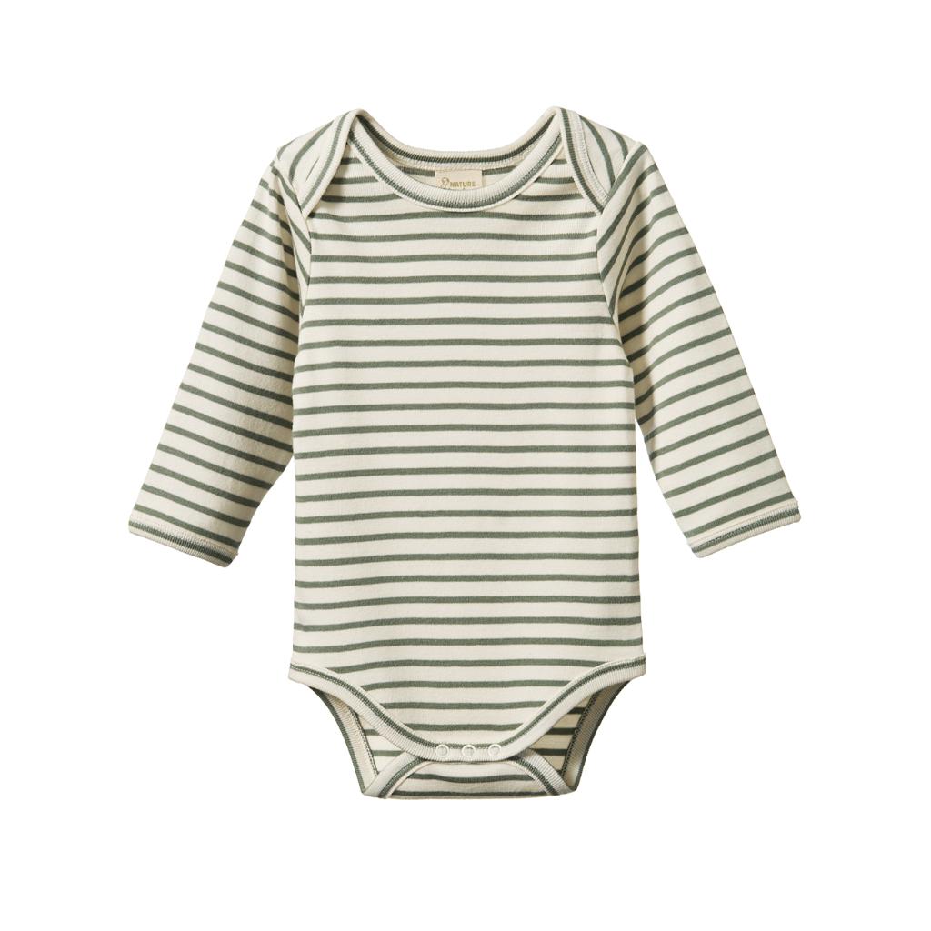 Nature Baby Organic Cotton L/S Bodysuit (Nettle Sailor Stripe)