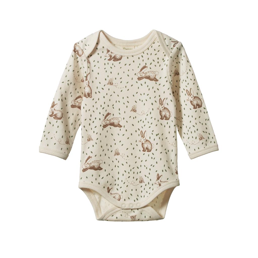 Nature Baby Organic Cotton L/S Bodysuit (Rabbitty Print)