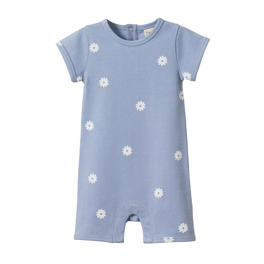 Nature Baby Organic Cotton S/S Quincy Romper (Chamomile Dusky Print)