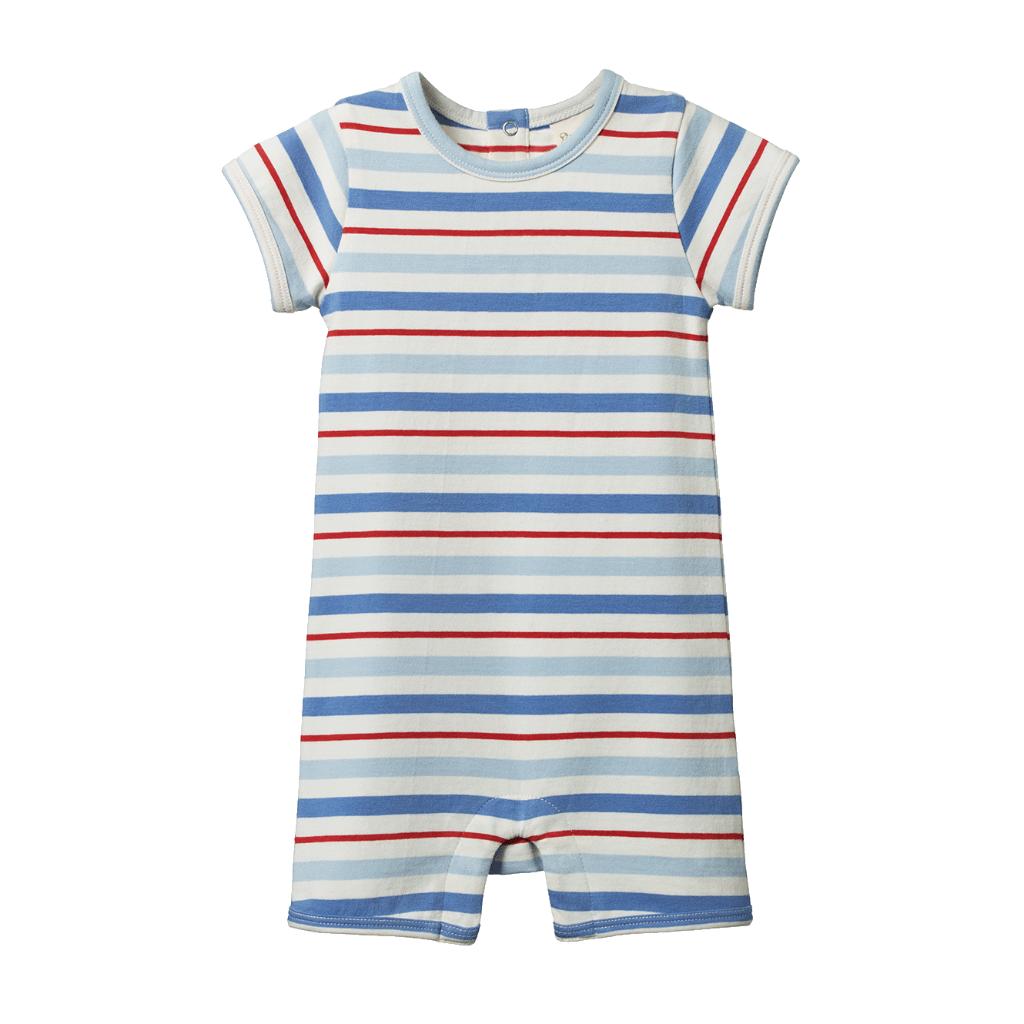 Nature Baby Organic Cotton S/S Quincy Romper (Surf Stripe)