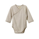 Nature Baby Organic Cotton L/S Kimono Bodysuit (Mushroom Pinstripe)