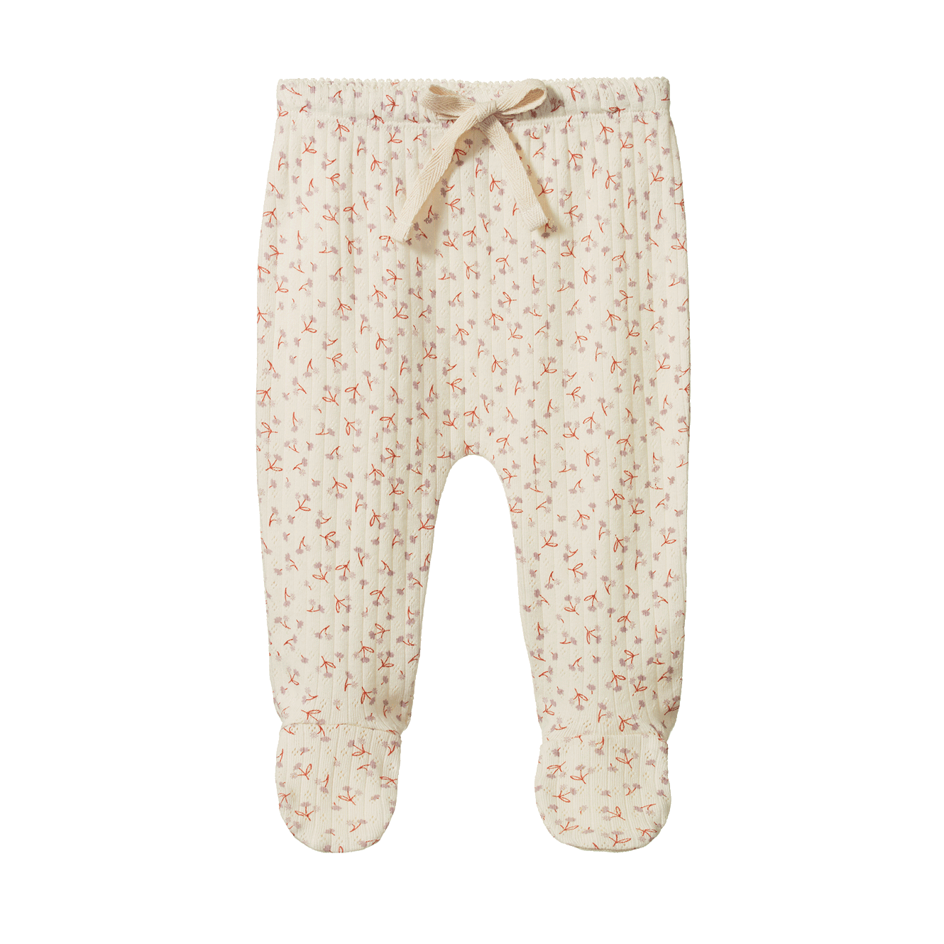 Nature Baby Organic Cotton Pointelle Footed Romper Pants (Dandelion Print)