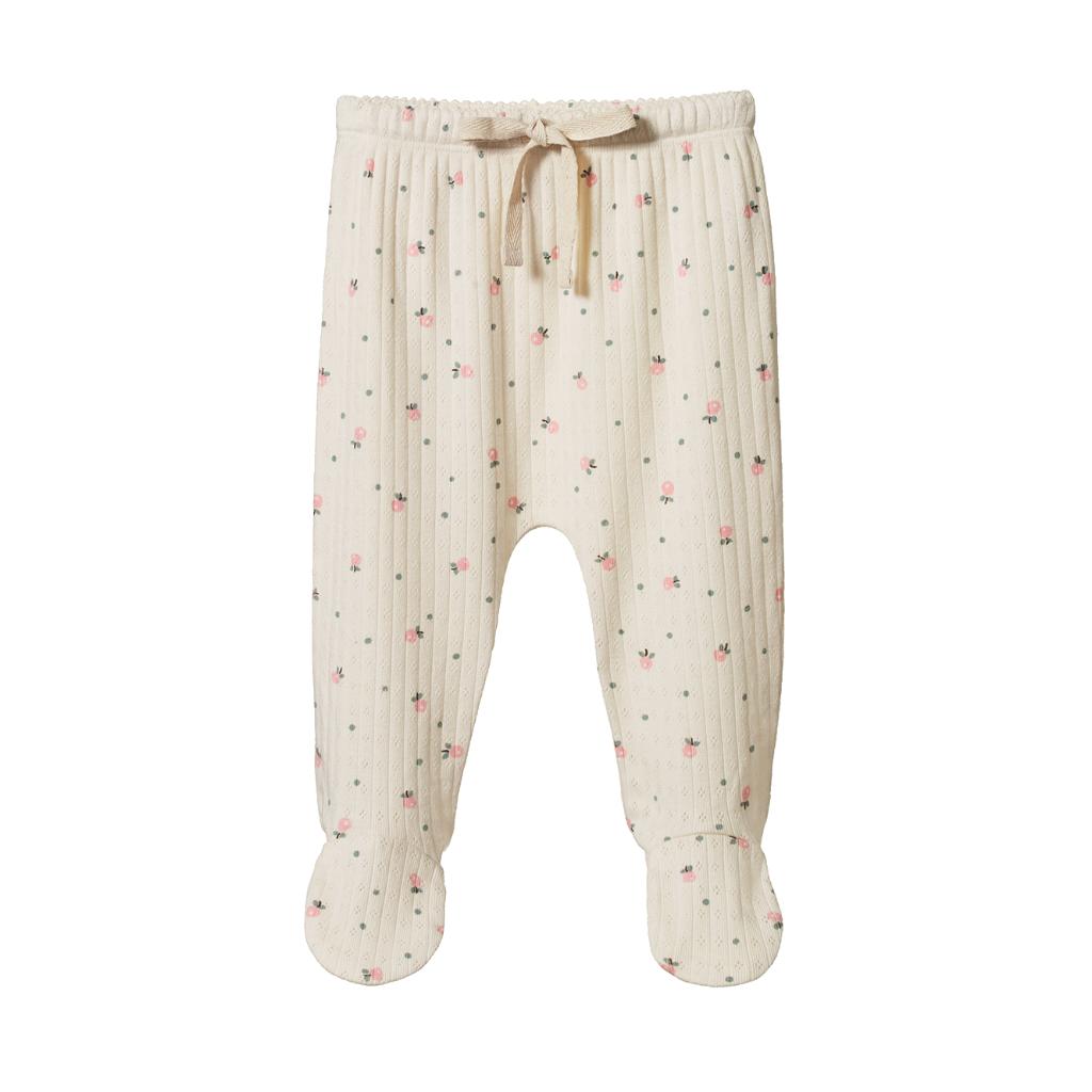 Nature Baby Organic Cotton Pointelle Footed Romper Pants (Posey Blossom Print)