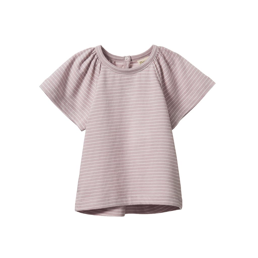 Nature Baby Organic Cotton Faye Tee (Lilac/Natural Pinstripe)