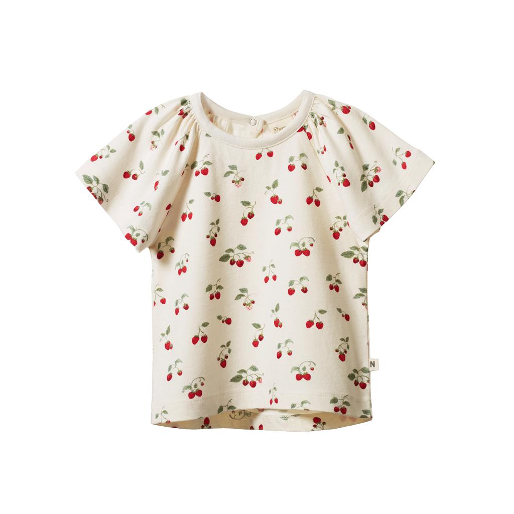 Nature Baby Organic Cotton Faye Tee (Strawberry Blush Print)