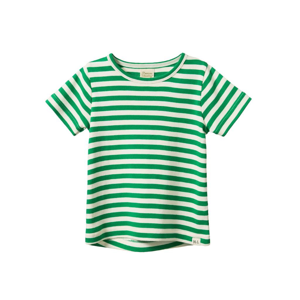 Nature Baby Organic Cotton S/S River Tee (Kelly Green Sea Stripe)