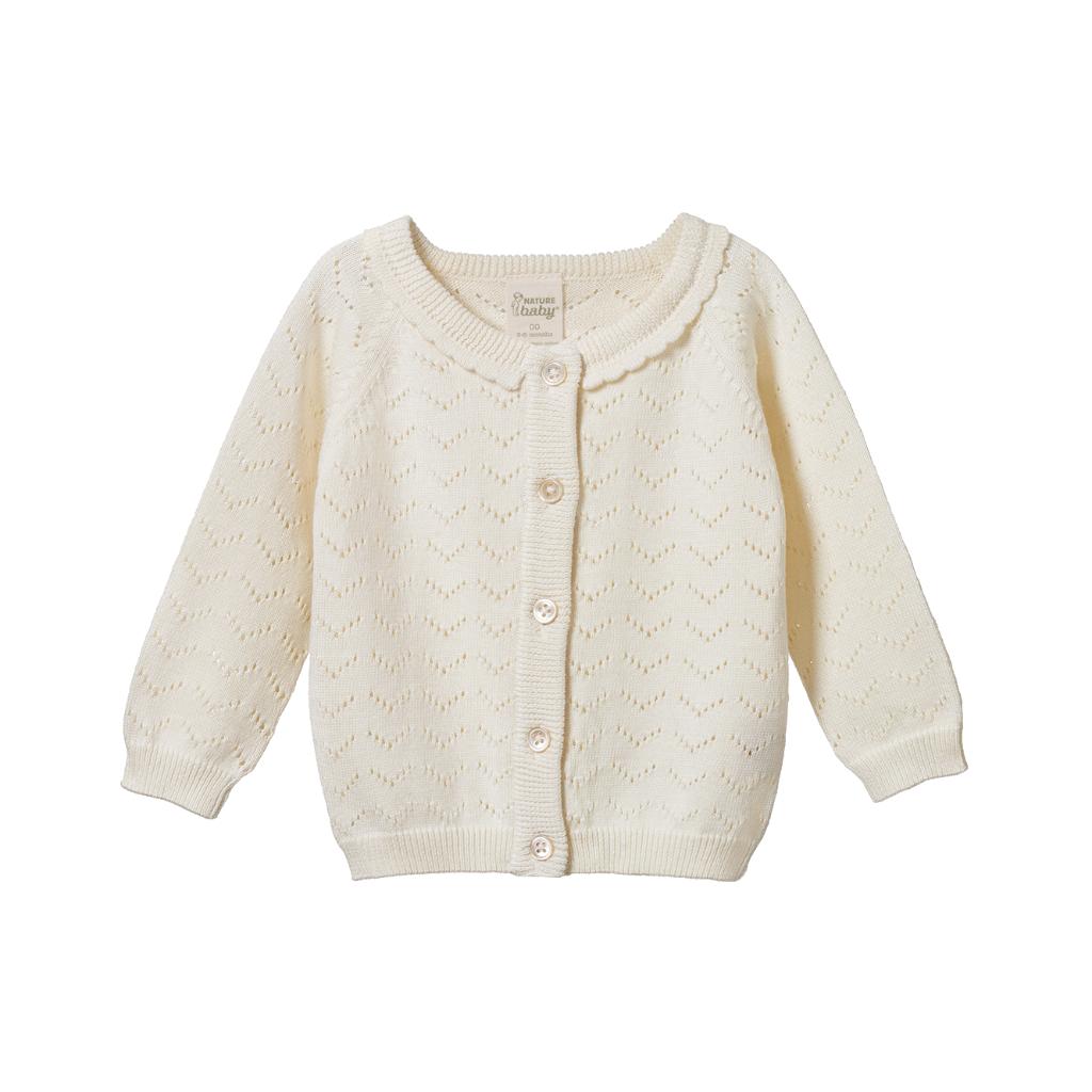 Nature Baby Piper Cardigan (Natural Pointelle) - Girls