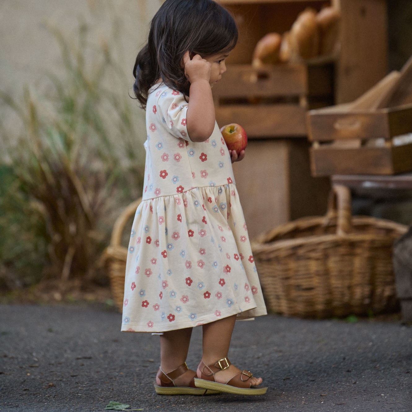 Nature Baby Saturday Dress (Petite Flora Stamp Print)