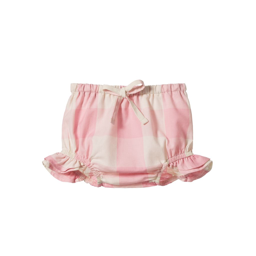 Nature Baby Organic Cotton Gingham Petal Bloomers (Summer Rose Check)