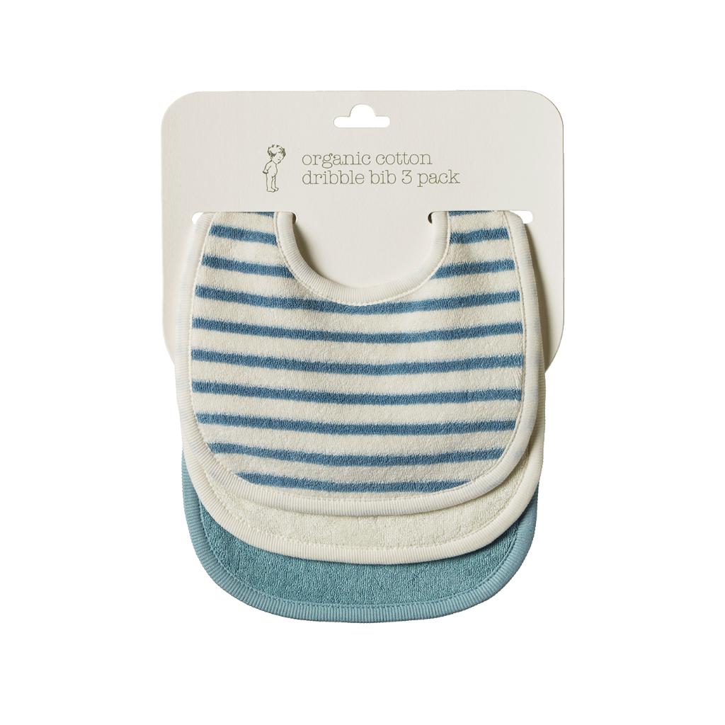 Nature Baby Dribble Bibs 3pk (Powder Blue/Natural)