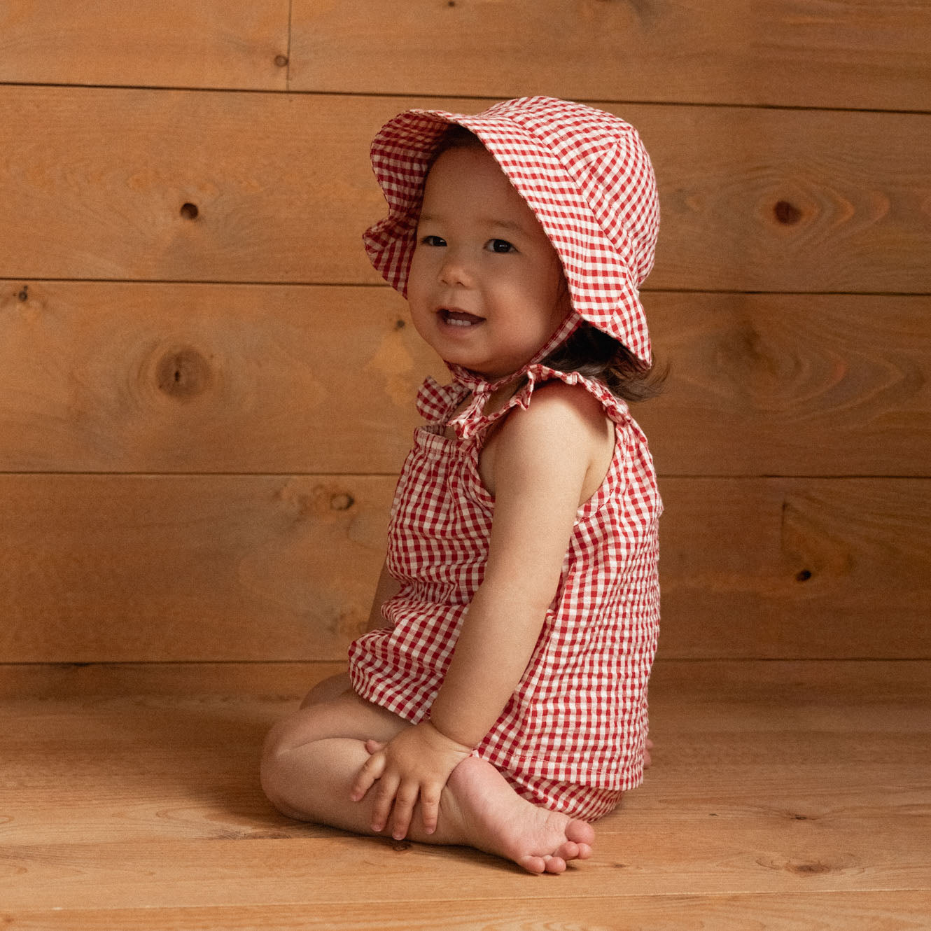 Nature Baby Sunhat (Red Gingham)