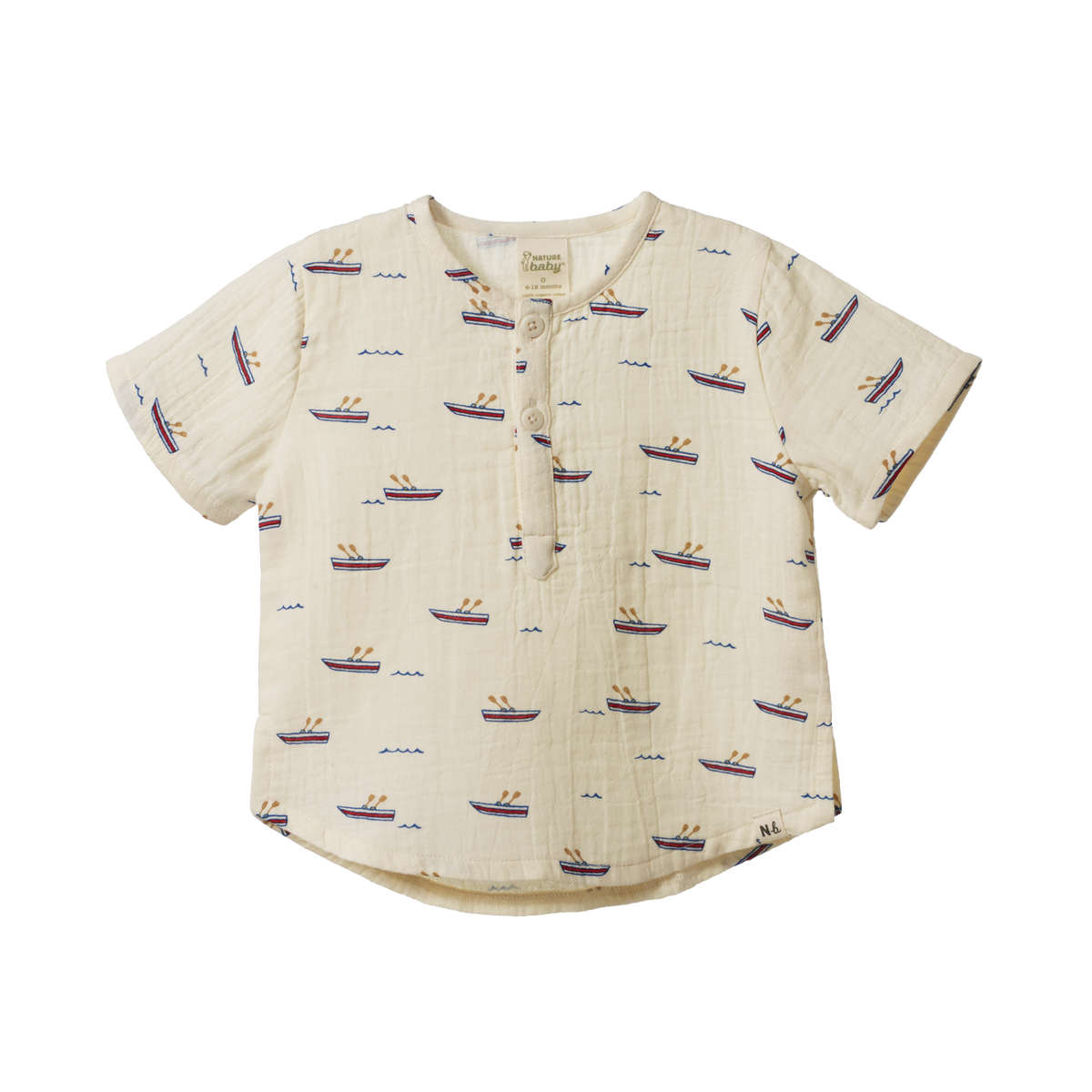 Nature Baby Muslin S/S Caravan Shirt (Row Boats Print)