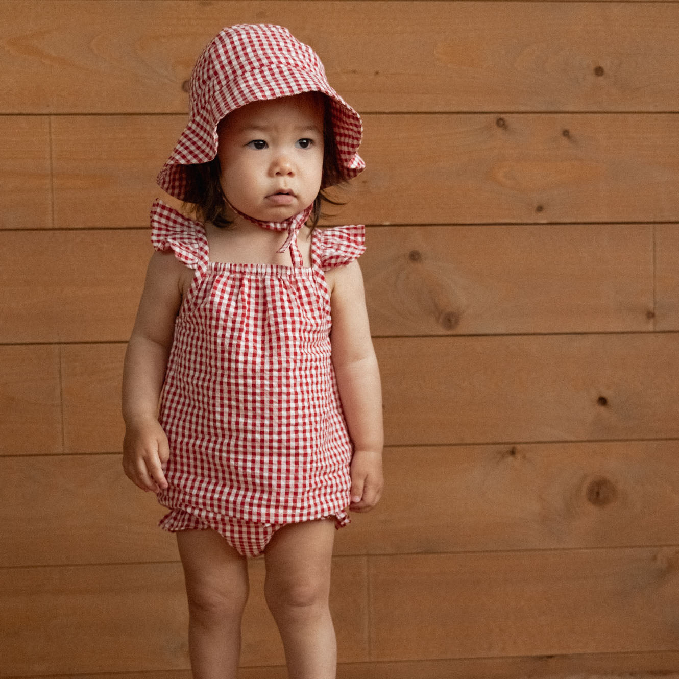 Nature Baby Petal Set (Red Gingham)