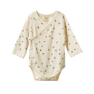 Nature Baby Organic Cotton L/S Kimono Bodysuit (Lucky Print)