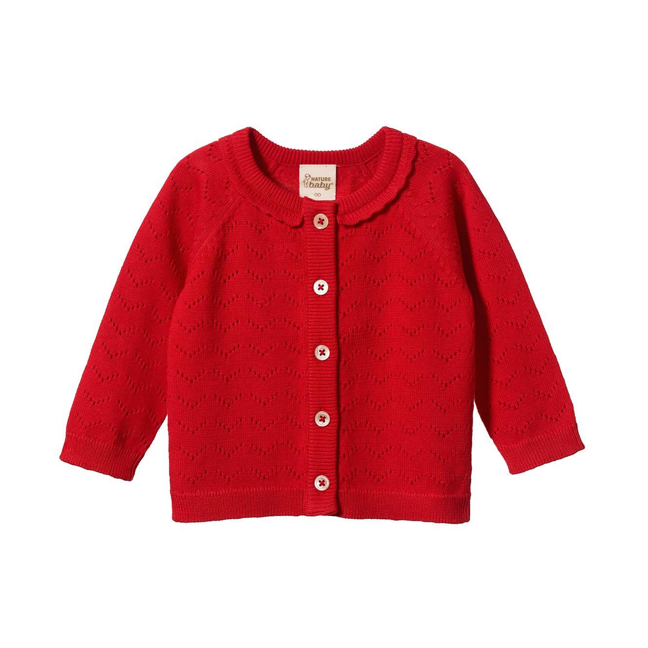Nature Baby Piper Cardigan (Raspberry Red Pointelle)