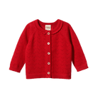Nature Baby Piper Cardigan (Raspberry Red Pointelle)
