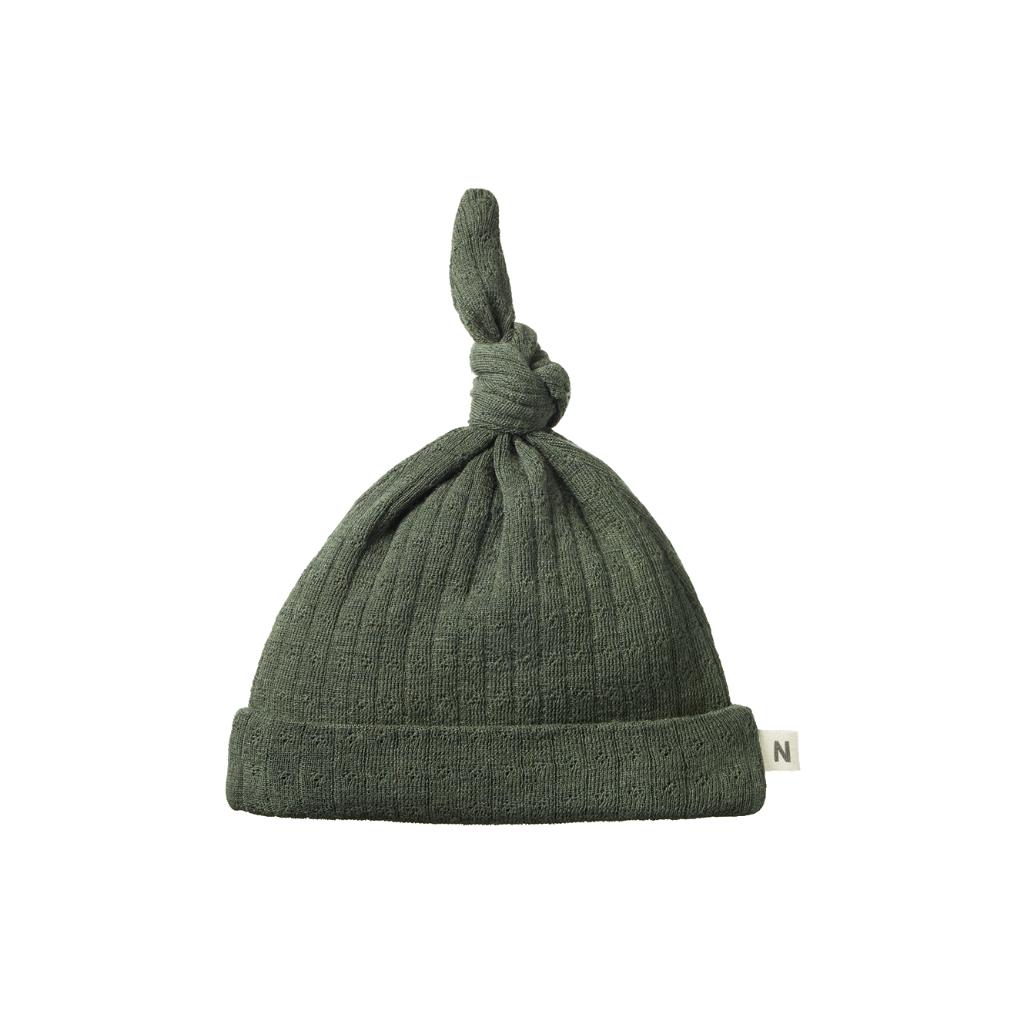 Nature Baby Merino Pointelle Knotted Beanie (Thyme)