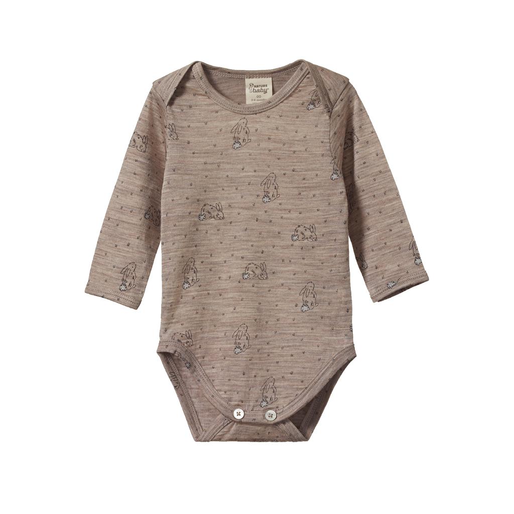 Nature Baby Merino L/S Bodysuit (Bramble Burrow Print)