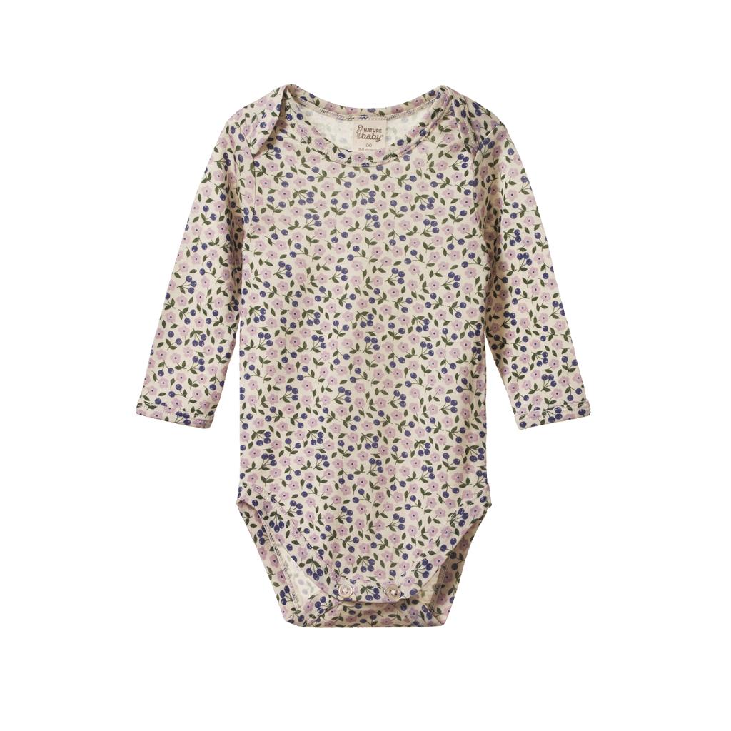 Nature Baby Merino L/S Bodysuit (Briarwood Lilac Print)