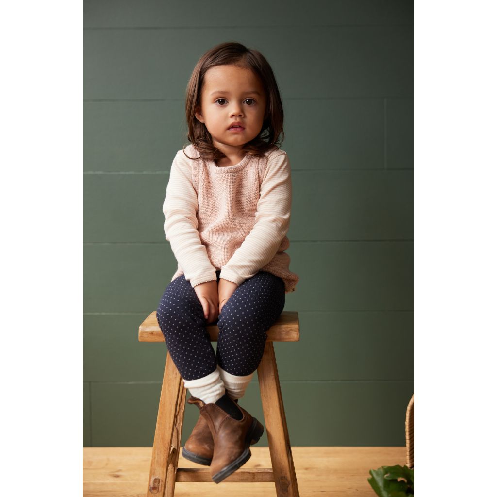 Nature Baby Organic Cotton Leggings (Navy Mini Dot Print)