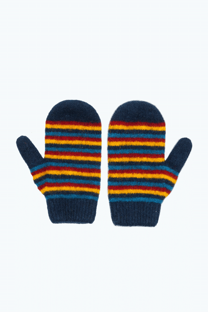 Merino & Possum Kids Striped Mittens (Twilight)