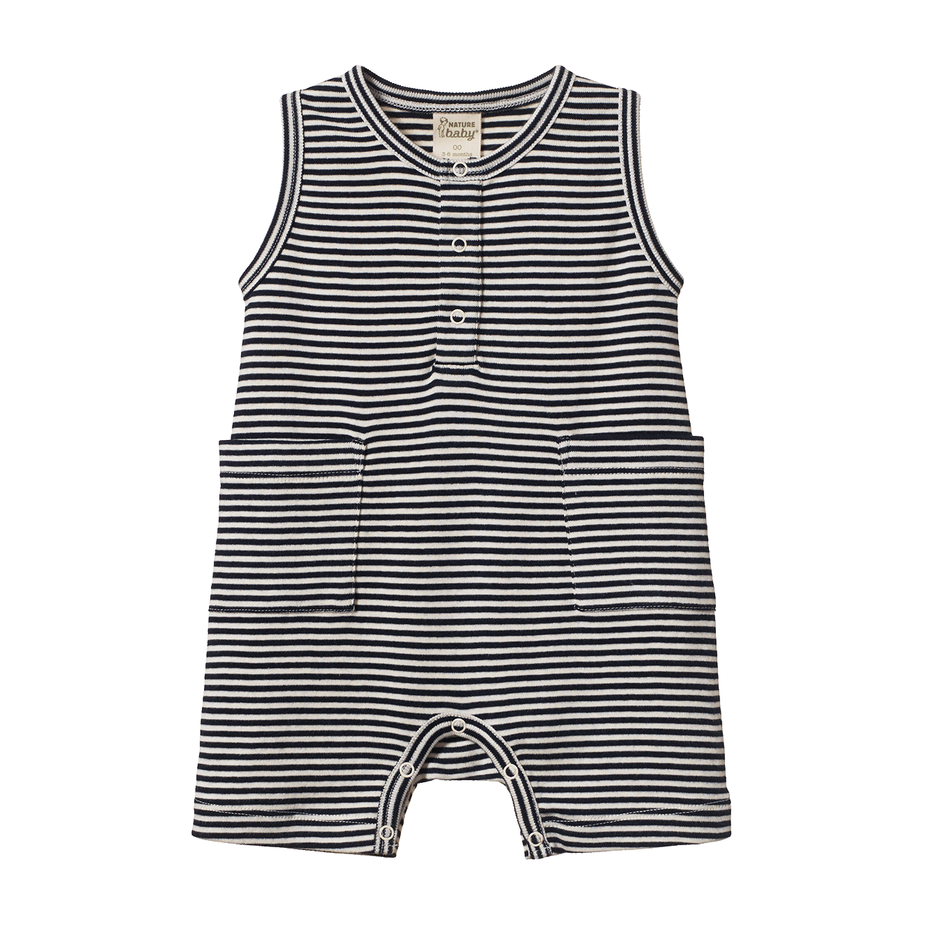 Nature Baby Organic Cotton Camper Suit (Navy Stripe)