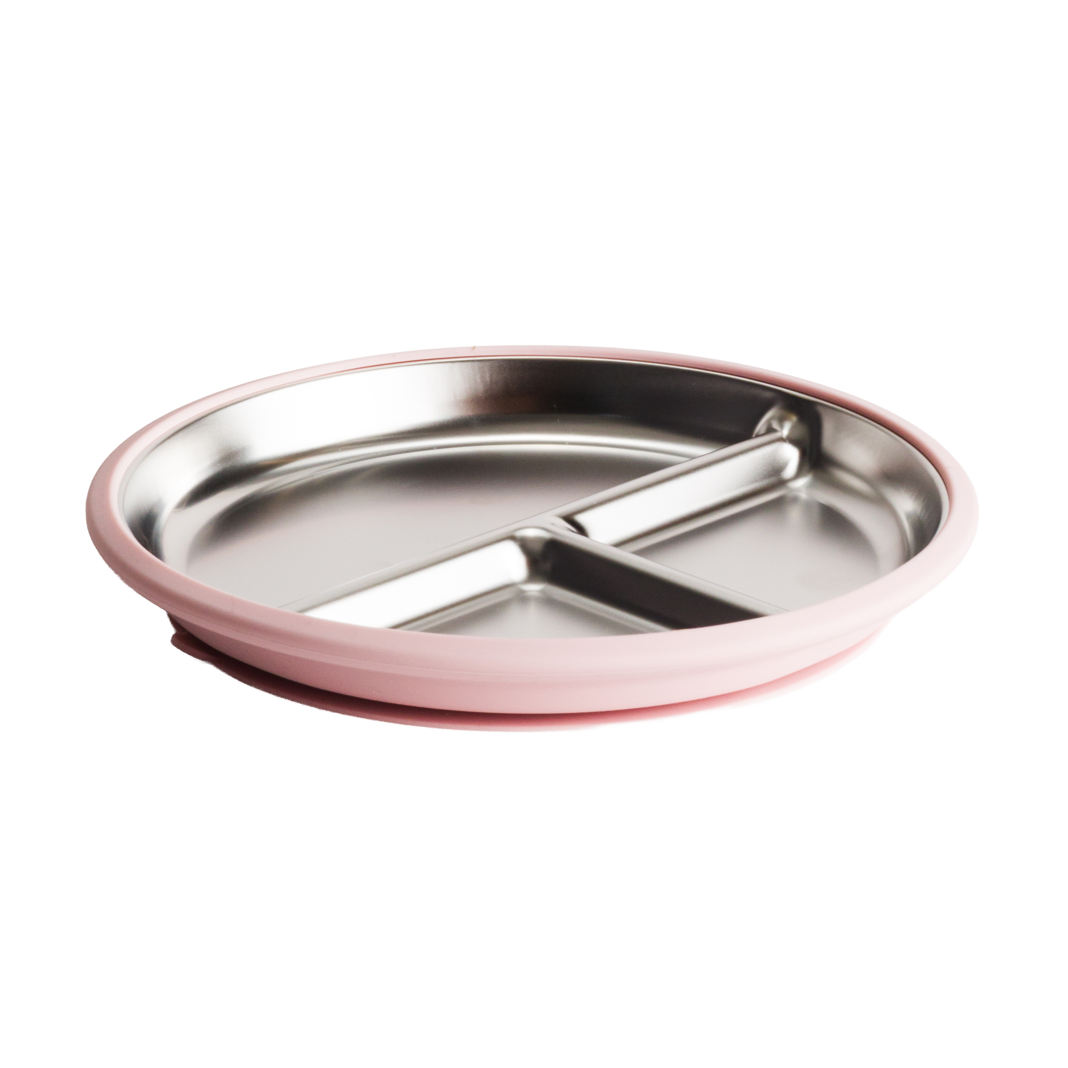 Nestling Stainless Steel Divided Suction Plate 20cm (Dusty Pink)