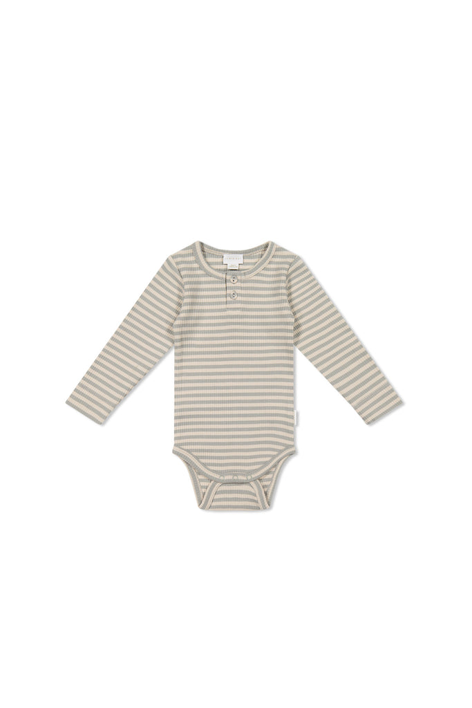 Jamie Kay Organic Cotton Modal L/S Bodysuit (Narrow Stripe Willow/Soft Clay)