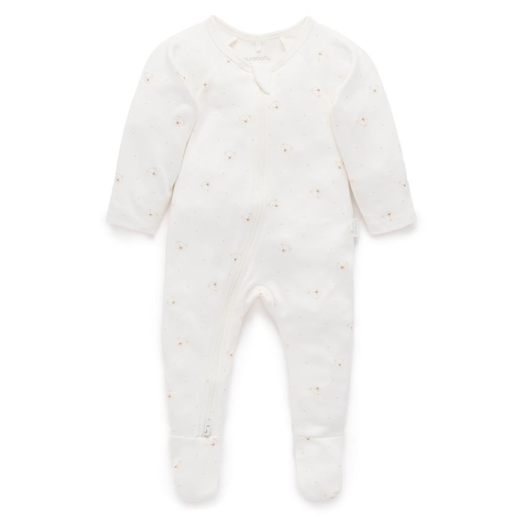 Purebaby Zip Growsuit (Vanilla Bear)