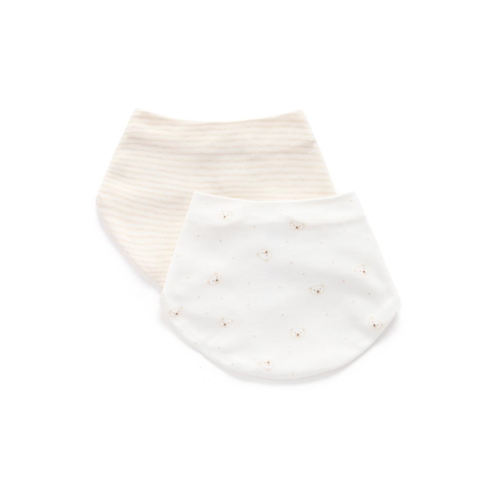 Purebaby Essential Dribble Bib 2pk (Vanilla Bear)