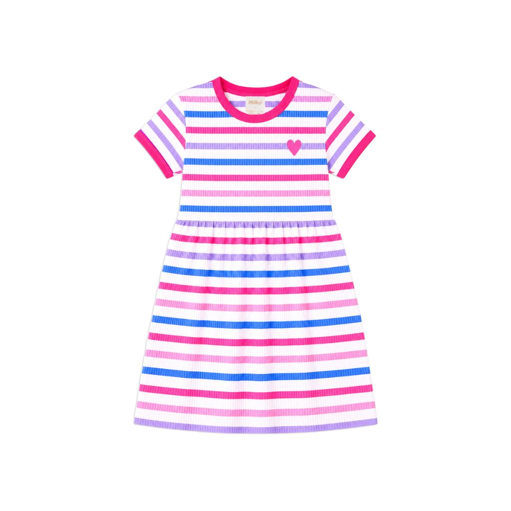 Milky Pretty Stripe Rib Dress