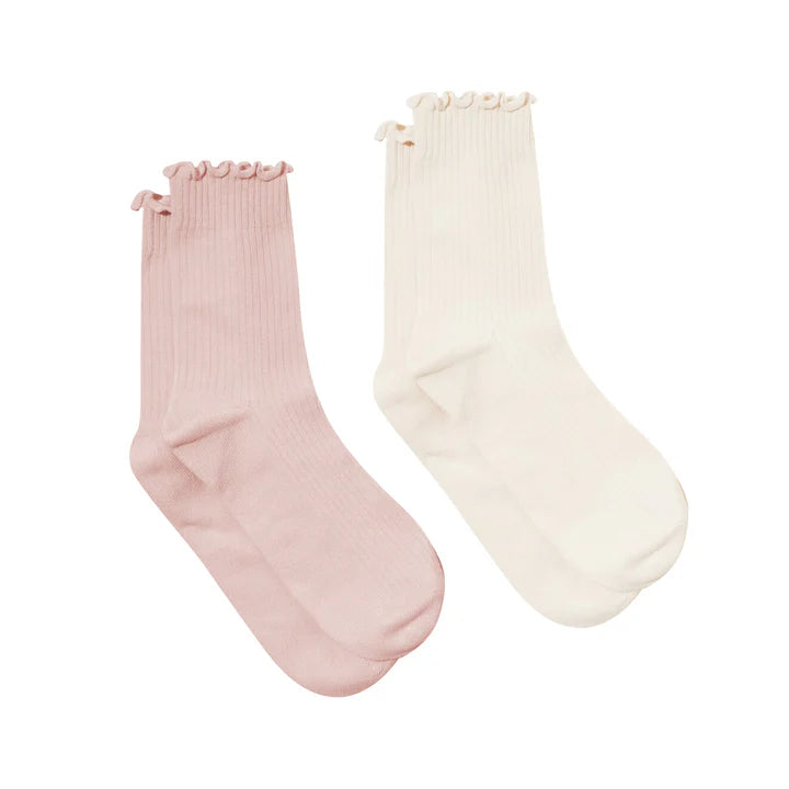 Pretty Brave Ruffle Socks 2pk (Blush/Stone)