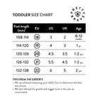 Pretty Brave toddler footwear sizing guide