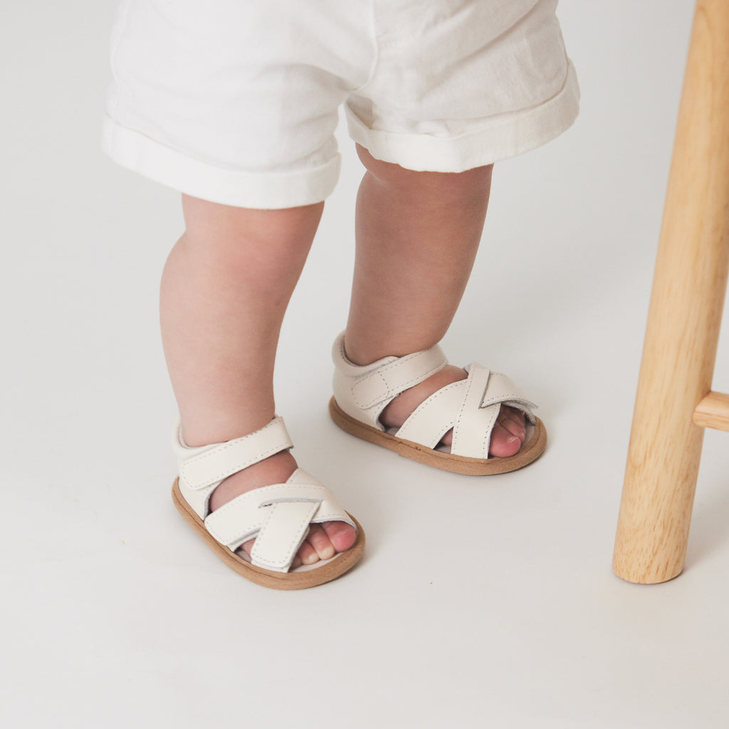 Pretty Brave Criss-Cross Baby Sandal (Stone)