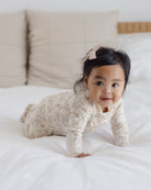 Quincy Mae Zip Long Sleeve Footie Romper (Floral Vine)