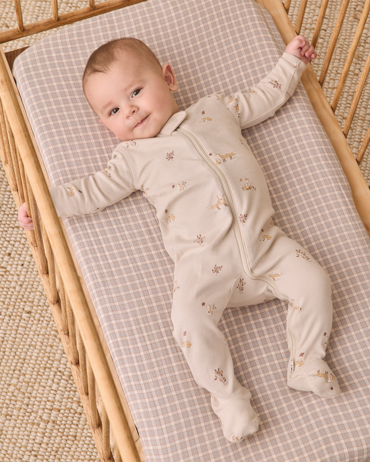 Quincy Mae Zip Long Sleeve Footie Romper (Fox Land)