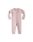 Quincy Mae Zip Long Sleeve Romper (Mauve Daisy)
