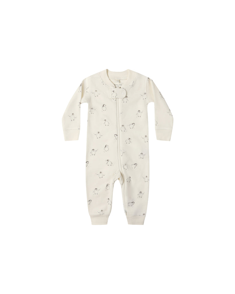 Quincy Mae Zip Long Sleeve Romper (Penguins)