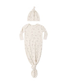 Quincy Mae Knotted Baby Gown + Hat Set (Fall Ditsy)