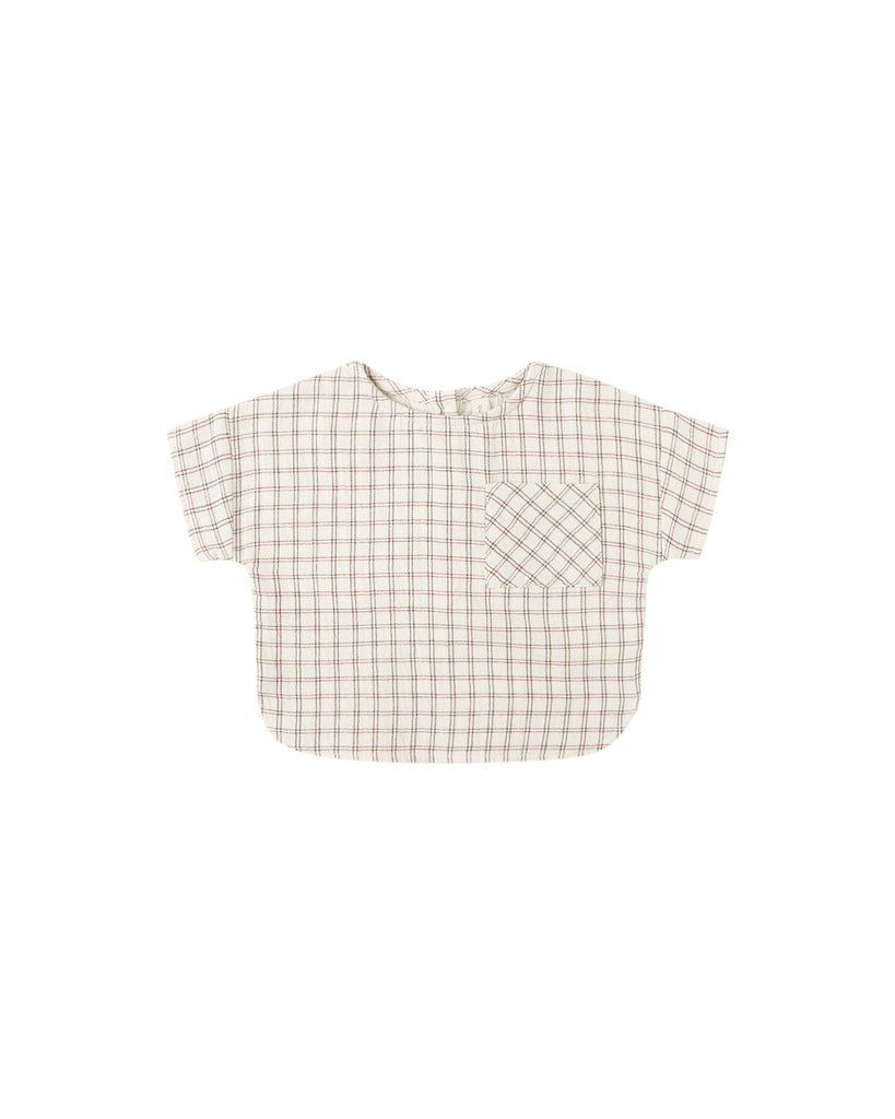 Quincy Mae Woven Boxy Top (Cedar Check)