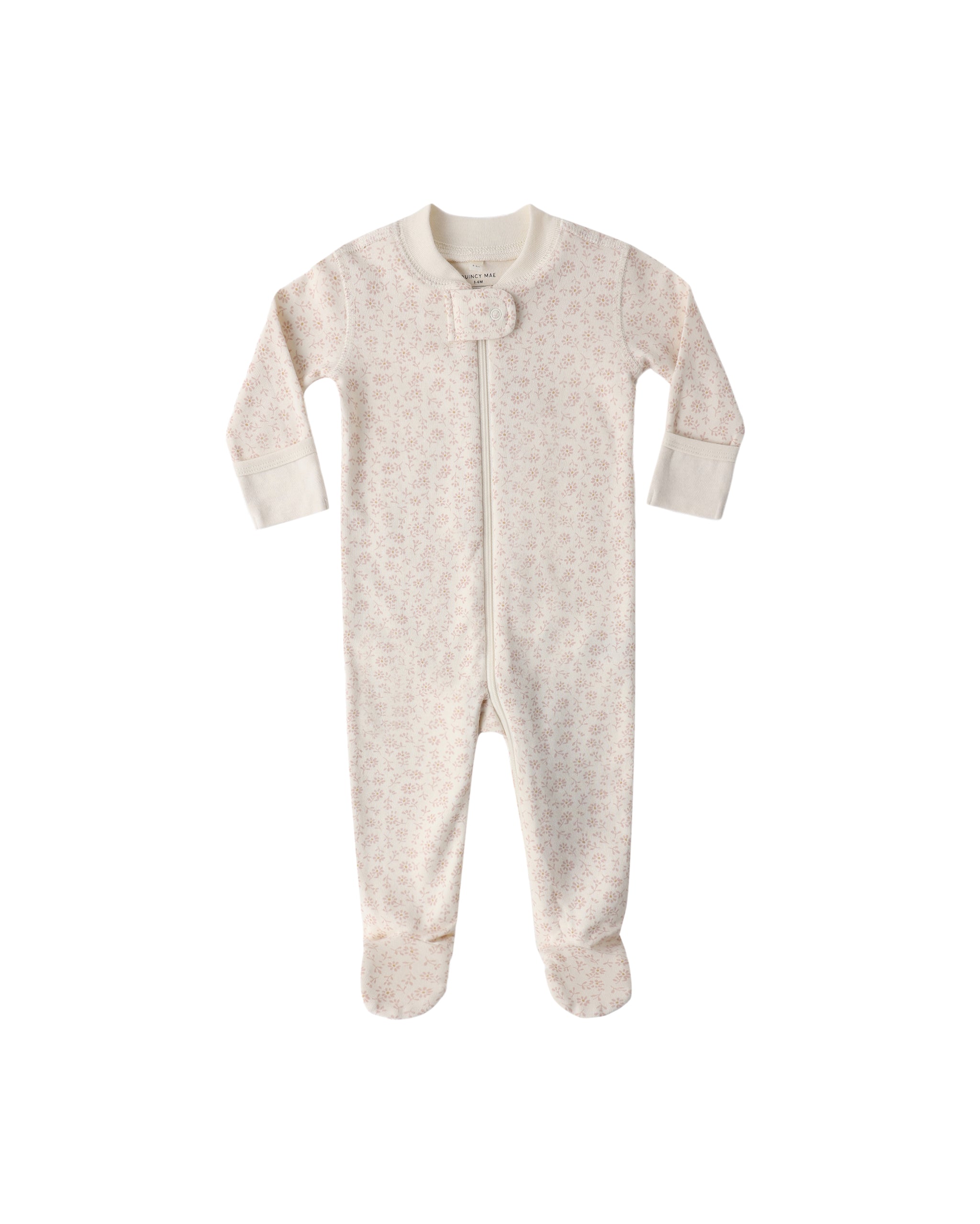 Quincy Mae Zip Long Sleeve Footie Romper (Ditsy)