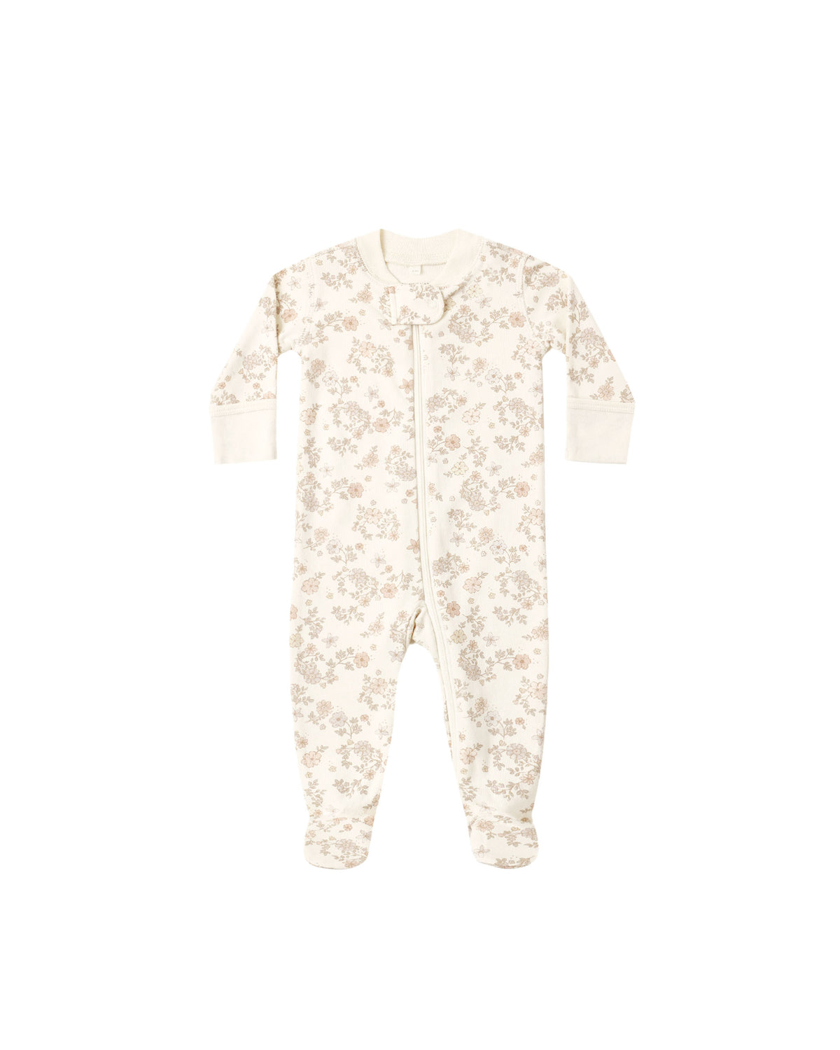 Quincy Mae Zip Long Sleeve Footie Romper (Floral Vine)