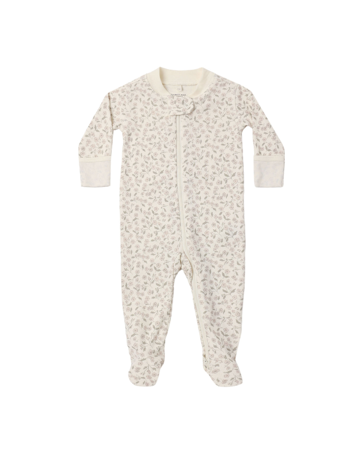 Quincy Mae Zip Long Sleeve Footie Romper (Floret)