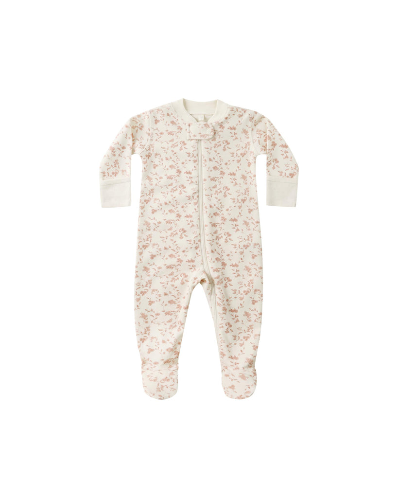 Quincy Mae Zip Long Sleeve Footie Romper (French Garden)