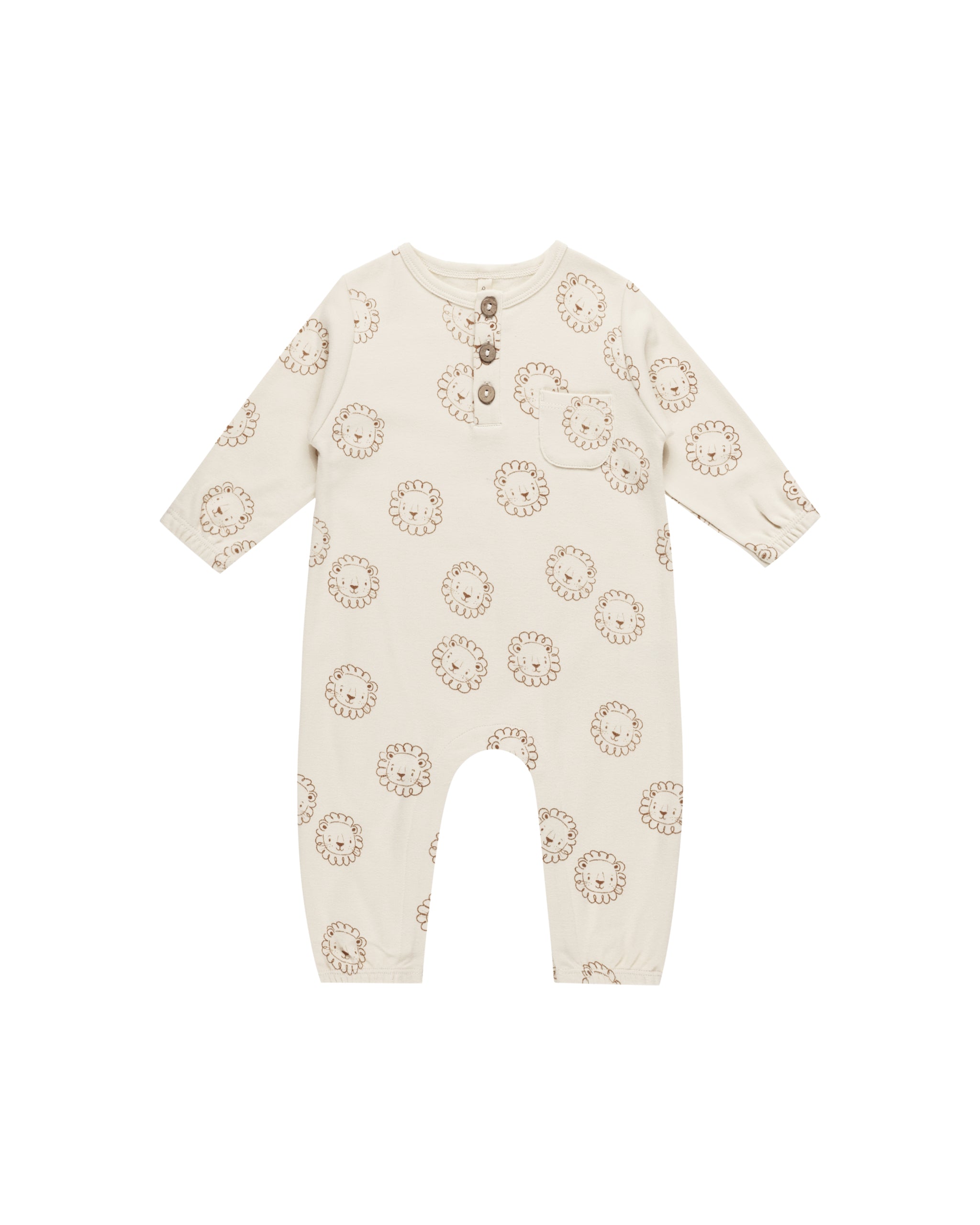 Quincy Mae Long Sleeve Pocket Jumpsuit (Lions)