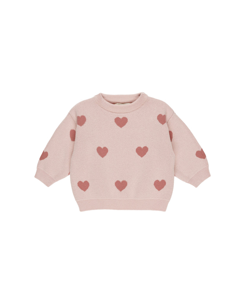 Quincy Mae Heart Knit Sweater (Bubblegum)