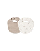 Quincy Mae Jersey Snap Bib 2pk (Bunnies/Almond Stripe)