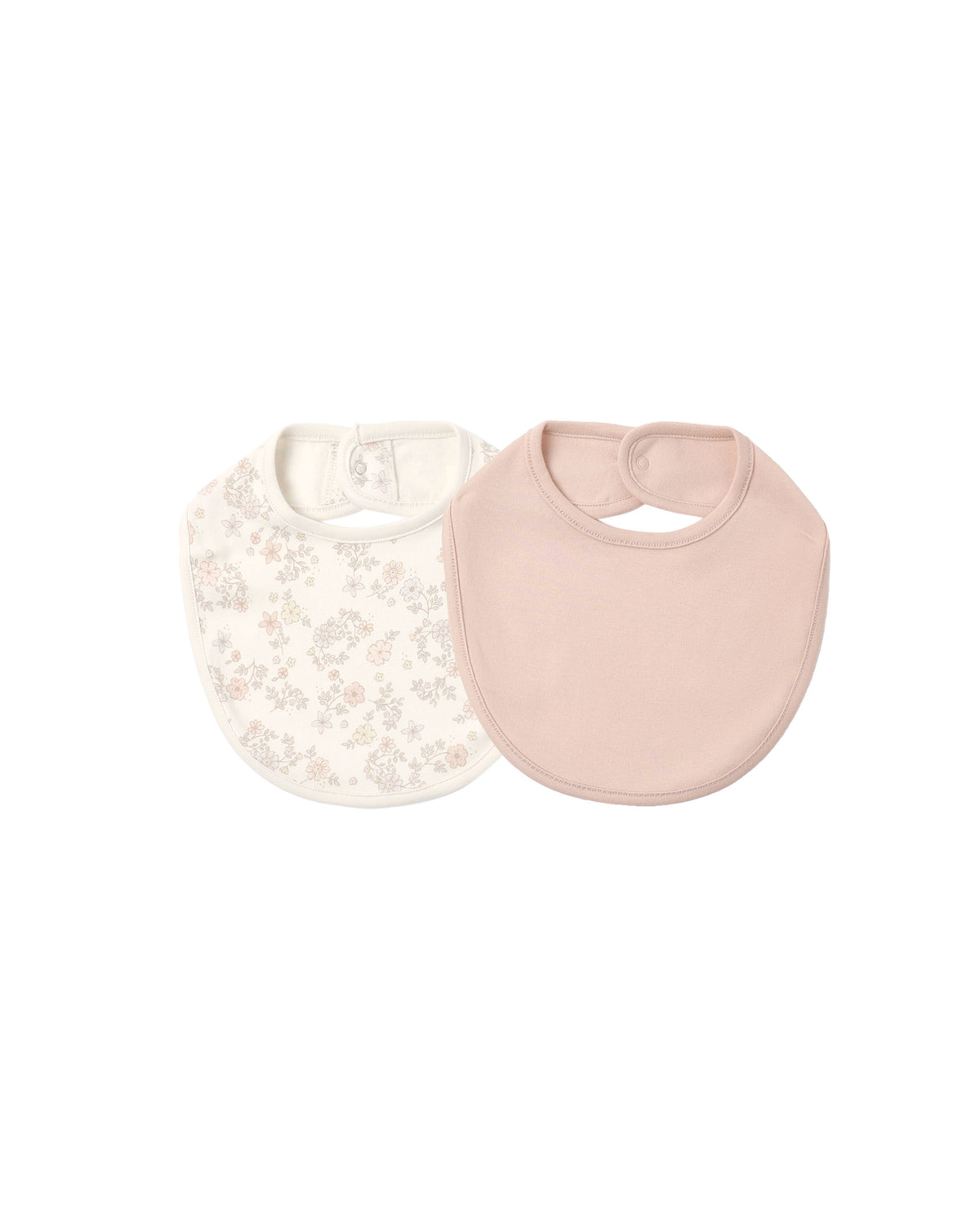 Quincy Mae Jersey Snap Bib 2pk (Floral Vine/Dusty Rose)