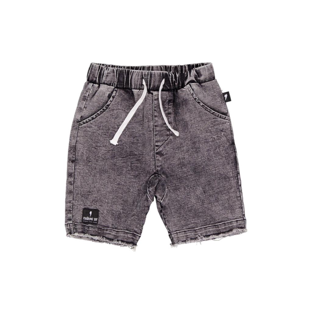 Radicool Kids Acid Wash Denim Shorts (Black)